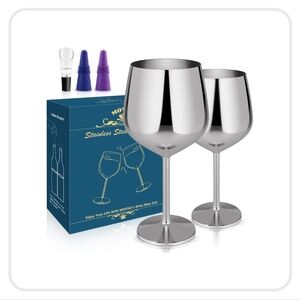 New Movno 2 Stainless Steel Wine Glasses Wine Stoppers Aerator Pourer